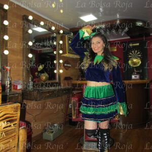 Arlequín verde y azul Vestido