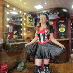 Arlequín negro corazones vestido