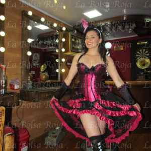 Traje de cabaret fucsia negro