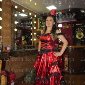 Traje de cabaret rojo negro