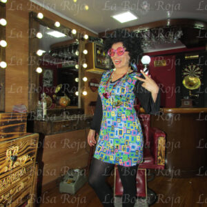 Vestido hippy verde cuadros corto