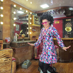 Vestido hippy fucsia azul corto