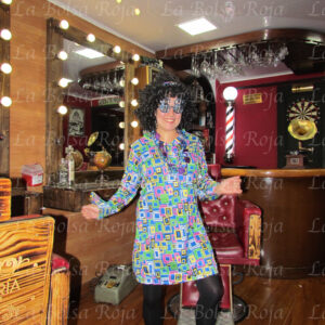 Vestido hippy azul cuadros corto