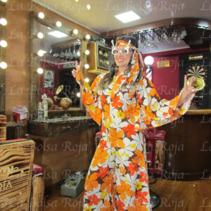 Hippy enterizo naranja de flores