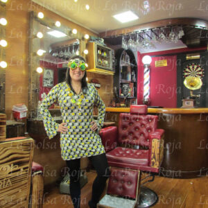 Vestido hippy cuadros amarillos corto