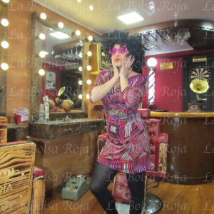Vestido hippy Fucsia morado corto con lineas